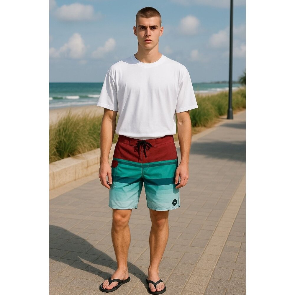 RIP CURL Men Red/Green Boardshorts 33